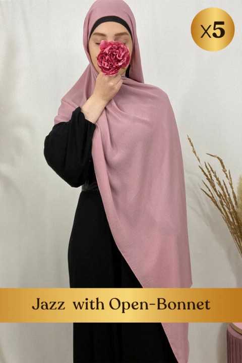 Hijab jazz prêt à porter bonnet tube intégré  - en box 5 pièces - 
