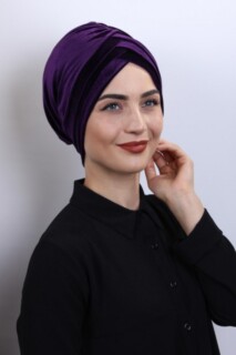 بونيه مخمل 3 خطوط أرجواني - 