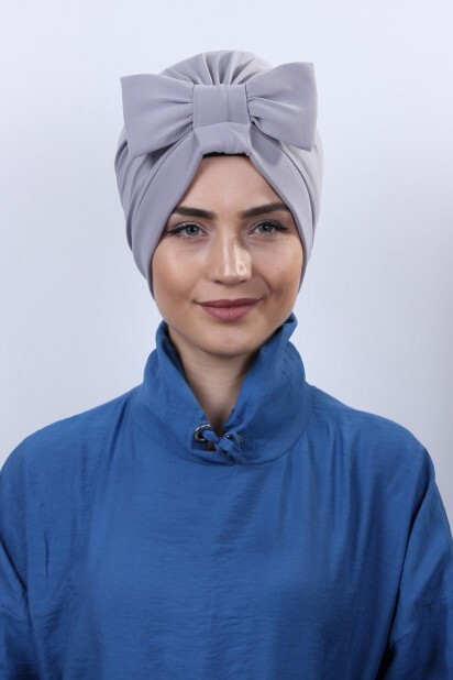 Papyon Model Style - Bowknot Double-Sided Bonnet Gray - 100285281 - Hijab