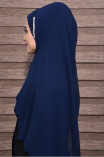 Elégant Châle Pierre Bleu Marine - 