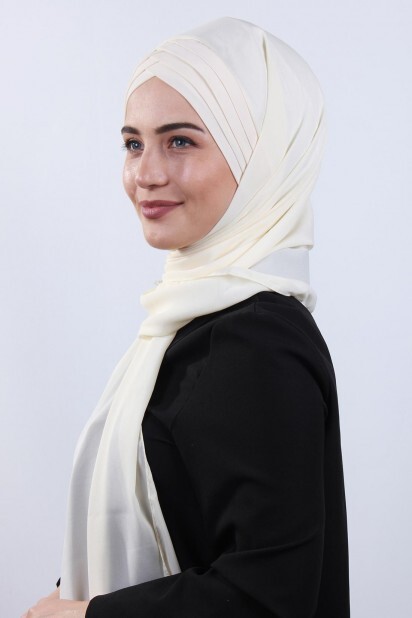 4 Draped Hijab Shawl Beige - 100285074 - 