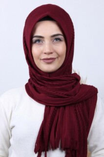 Châle Hijab Plissé Rouge Bordeaux - Hijab