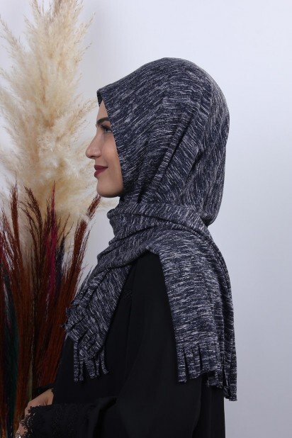 Knitwear Practical Hijab Shawl Navy Melange