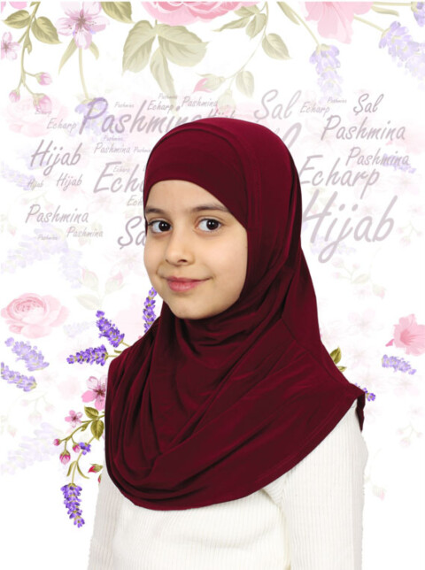 Girls Hijab - Deep Red - Code: 78-16 - 100294066 - Hijab