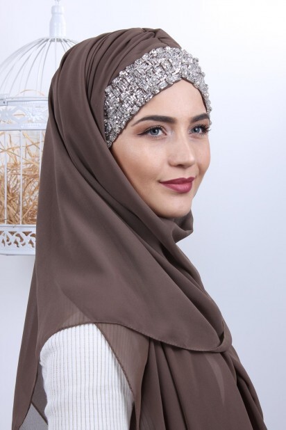 Stone Design Bonnet Shawl Mink