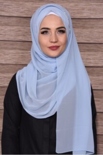 Elegant Stone Shawl - شال بتصميم أنيق من الحجر باللون الأزرق الفاتح - Hijab