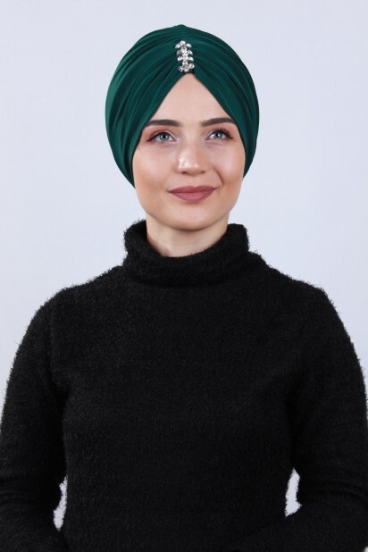 حجر بونيه مطوي الزمرد الأخضر - 