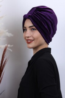 بونيه مخمل 3 خطوط أرجواني - 