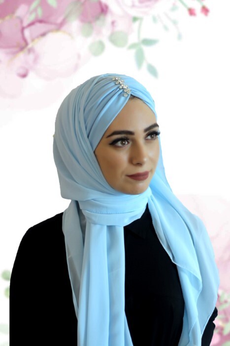 Evening Model - ازرق فاتح - كود: 62-03 - Hijab