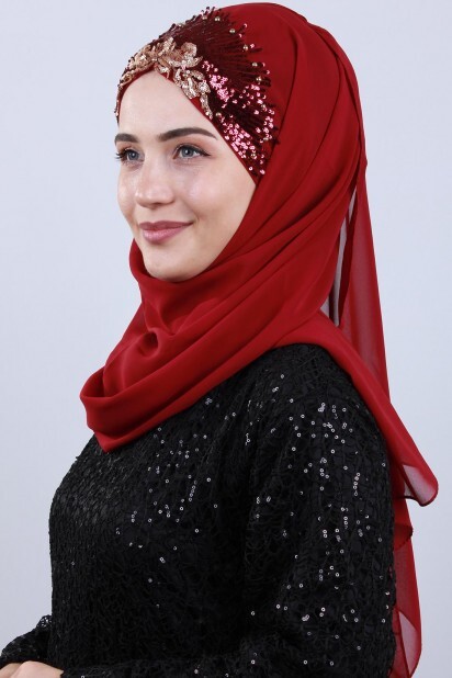 تصميم الأميرة شال أحمر كلاريت - 