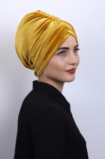 Velvet 3-Stripes Bonnet Mustard Yellow - 100283008 - 
