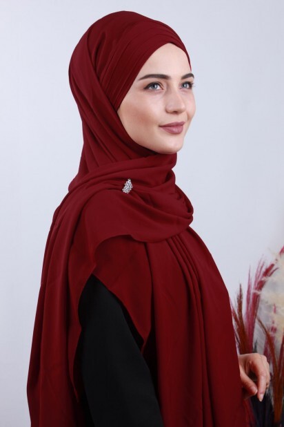4 Draped Hijab Shawl Claret Red