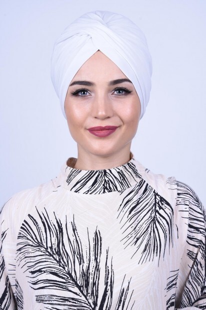 Knot style - الشال الخارجي أبيض - Hijab