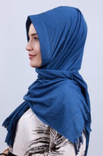 Pleated Hijab Shawl Indigo
