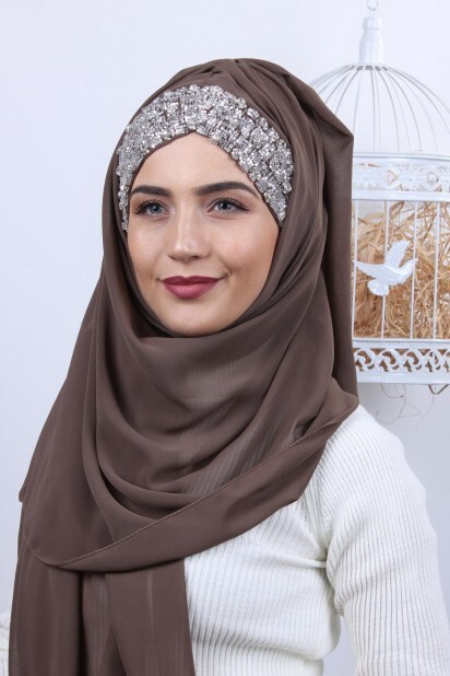 Stone Design Bonnet Shawl Mink