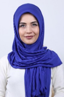 Pleated Hijab Shawl Sax