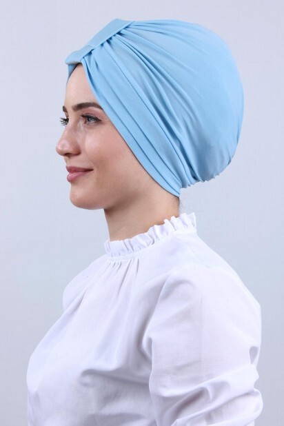 Bonnet Double Face 3 Bandes Bleu Bébé - 