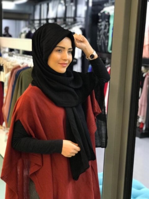 Plisse Shawl - Noir - code : 09-12 - Hijab