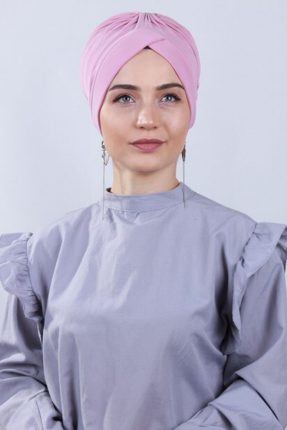 Double Side Bonnet - Bonnet Double Face Nevrulu Rose Poudré - Hijab