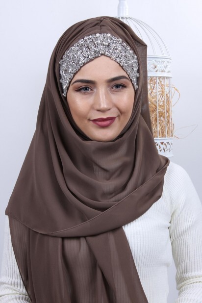 Stone Design Bonnet Shawl Mink