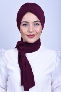 All Occasions Bonnet - Bonnet froncé à nouer Prune - Hijab