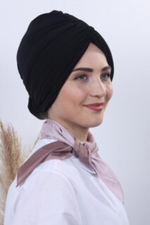 Double Side Bonnet - Bidirectional Rose Knot Bonnet Black - 100284868 - Hijab
