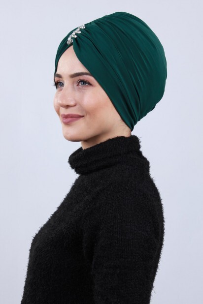 حجر بونيه مطوي الزمرد الأخضر - 