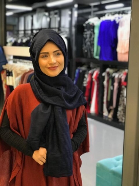 Plisse Shawl - Jeans - code : 09-13 - Hijab