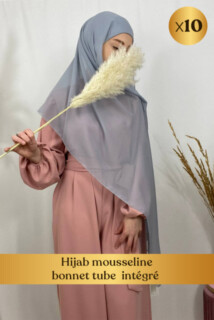 Hijab mousseline bonnet tube intégré - En box 10 pièces