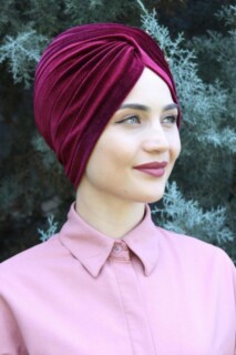 Velvet Sequined Vera Bonnet Claret Red - 100285070 - 