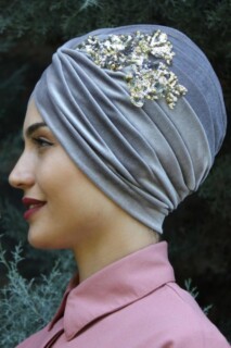 Velvet Sequined Vera Bonnet Gray - 100285067 - 