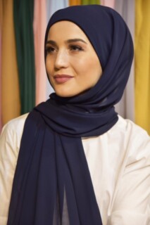 Ready Made Practical Bonnet Shawl Navy Blue - 100285535 - 