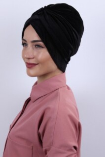 Cross Style - Velvet Nevru Bonnet Black - 100283091 - Hijab