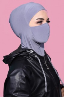 Maskeli Spor Hijab Gri