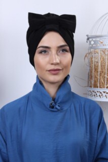 Bonnet Double Face Noir avec Nœud - Hijab