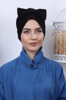 بونيه على الوجهين أسود مع فيونكة - 