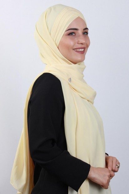 4 Châle Hijab Drapé Jaune - 