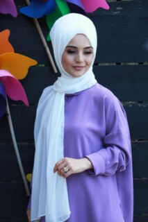 Plain Chiffon Shawl Ecru - 100285448 - 