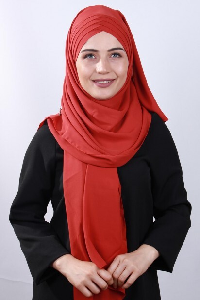4 Draped Hijab Shawl Pomegranate Blossom - 100285084 - Hijab