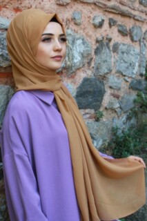 Plain Chiffon Shawl Brown - 100285466 - 