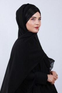 شال بتصميم متقاطع بثلاثة خطوط بلون فضي ، أسود - 