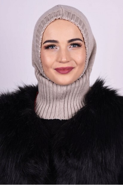 صوف محبوك بيج  - Hijab