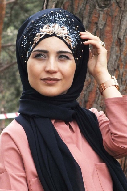 Evening Model - Design Princesse Châle Marine - Hijab