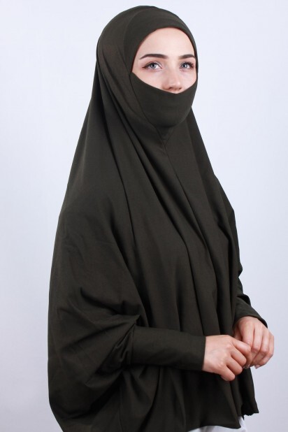 5XL Veiled Hijab Khaki Green - 100285101 - 