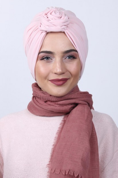 Double Side Bonnet - Two Way Rose Knot Bone Salmon - 100284863 - Hijab