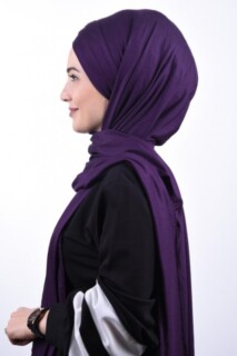 Combed Cotton 3-Striped Shawl Purple - 100285213 - 
