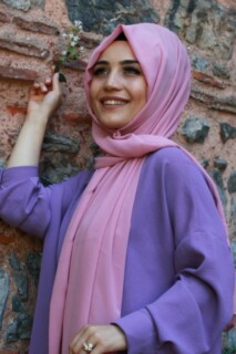 Plain Chiffon Shawl Powder Pink - 100285461 - 