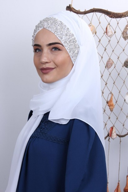 Châle Bonnet Stone Design Blanc - 