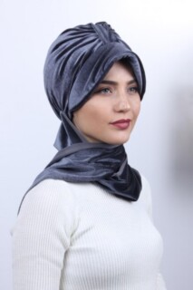 Velvet Shawl Hat Bonnet Anthracite - 100283130 - 