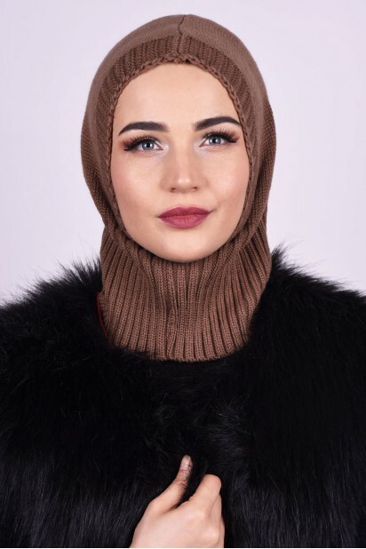 قبعة صوف محبوكة كراميل - Hijab